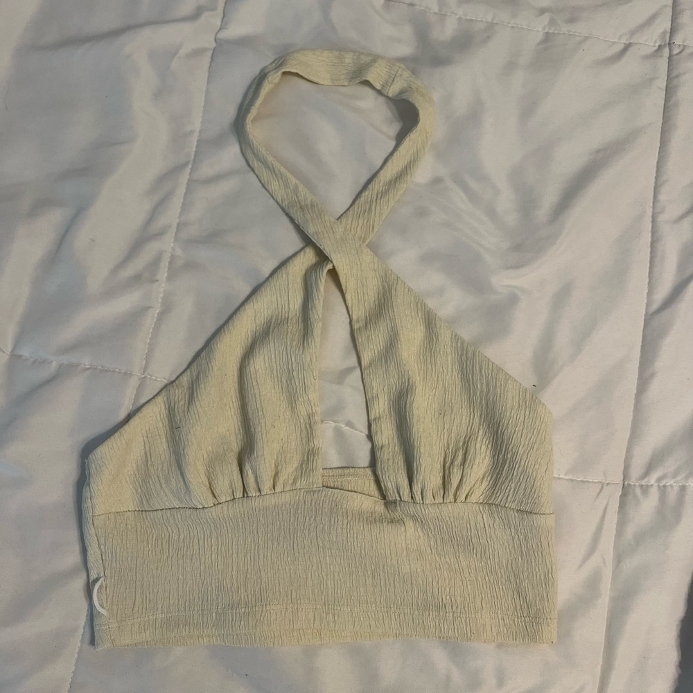 Urban outfitters cream colored halter crop take top